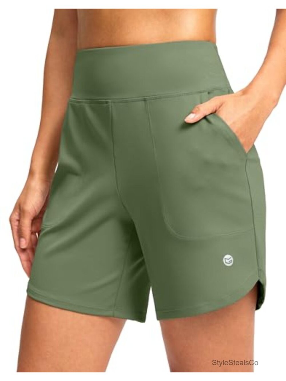 High Waisted Athletic Shorts 6" Inseam Moisture Wicking Women's Running Shorts